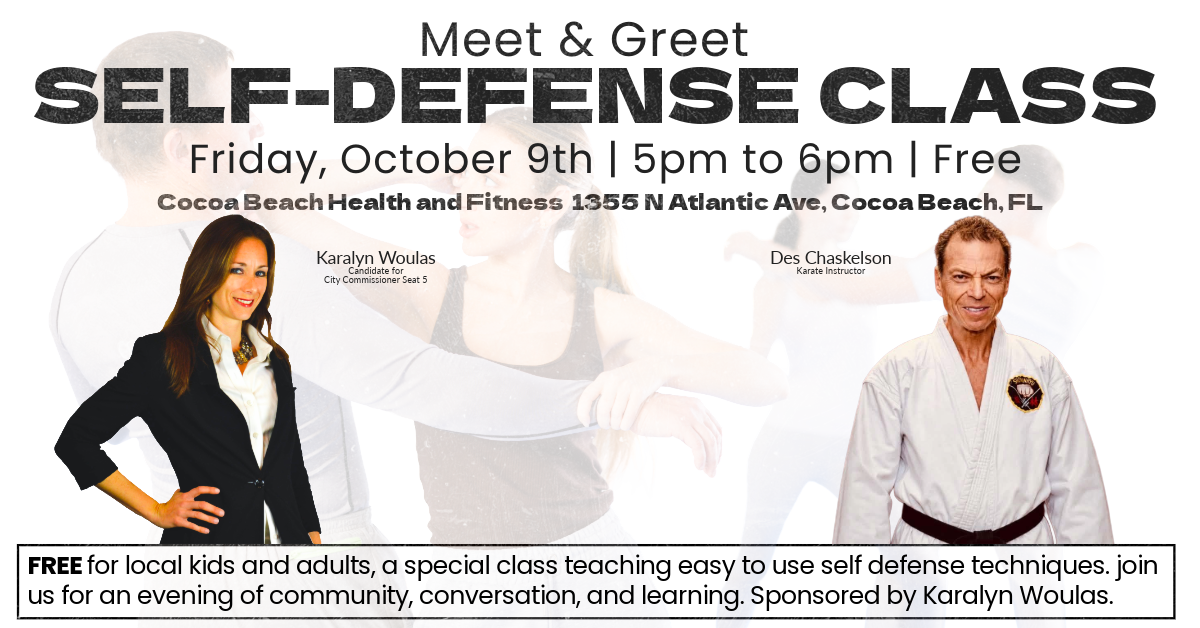 Free self-defense class in Cocoa Beach with Des Chaskelson on October 9